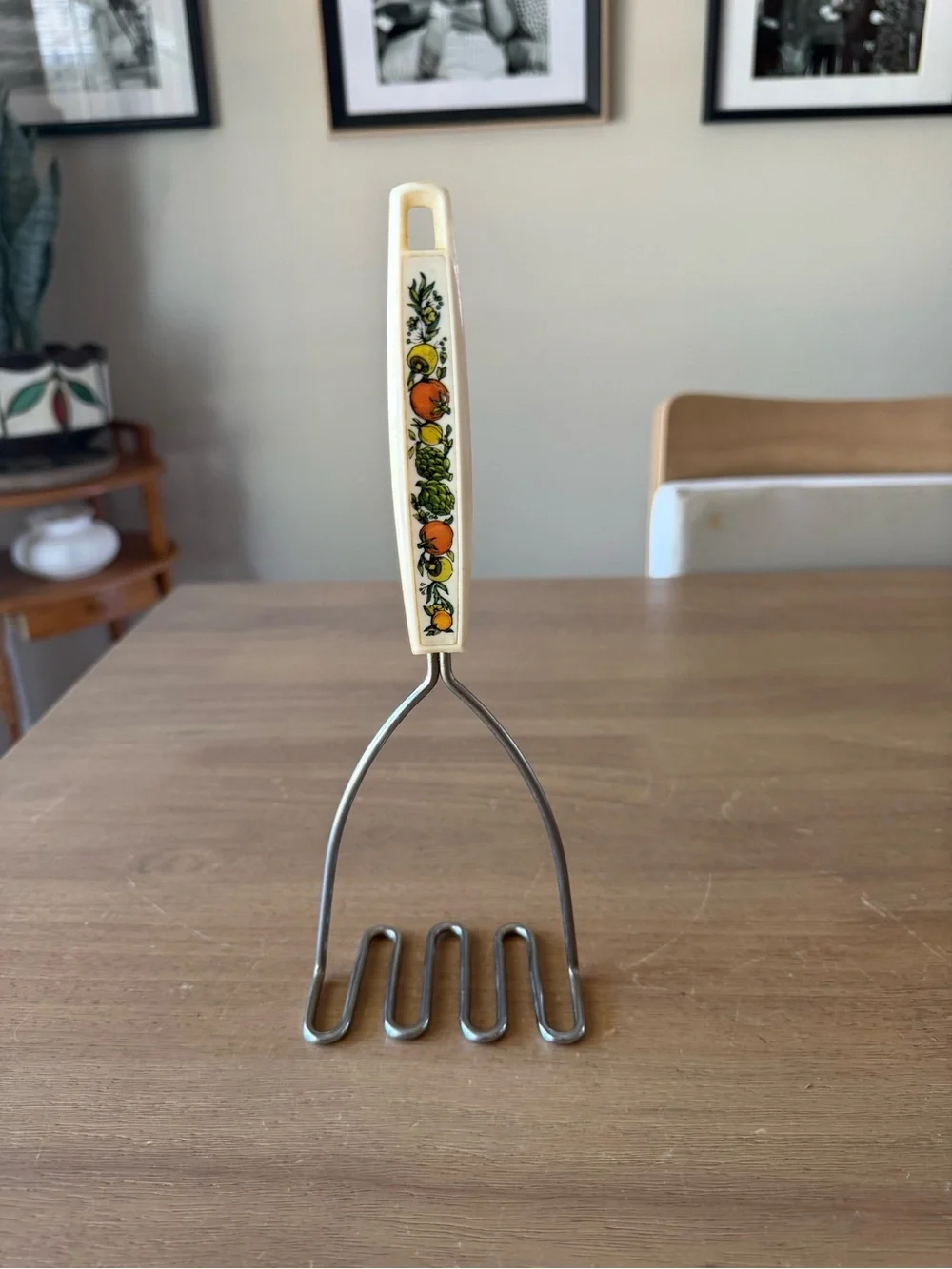 Vintage EKCO Spice of Life Pattern Potato Vegetable Masher Stainless Steel Retro